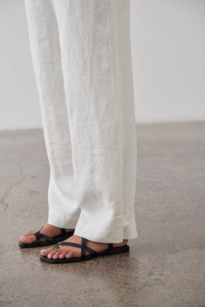 Laing | Tab Cuff Pant - White