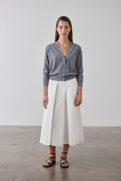 Laing | Merino V Neck Cardi - Grey Marle
