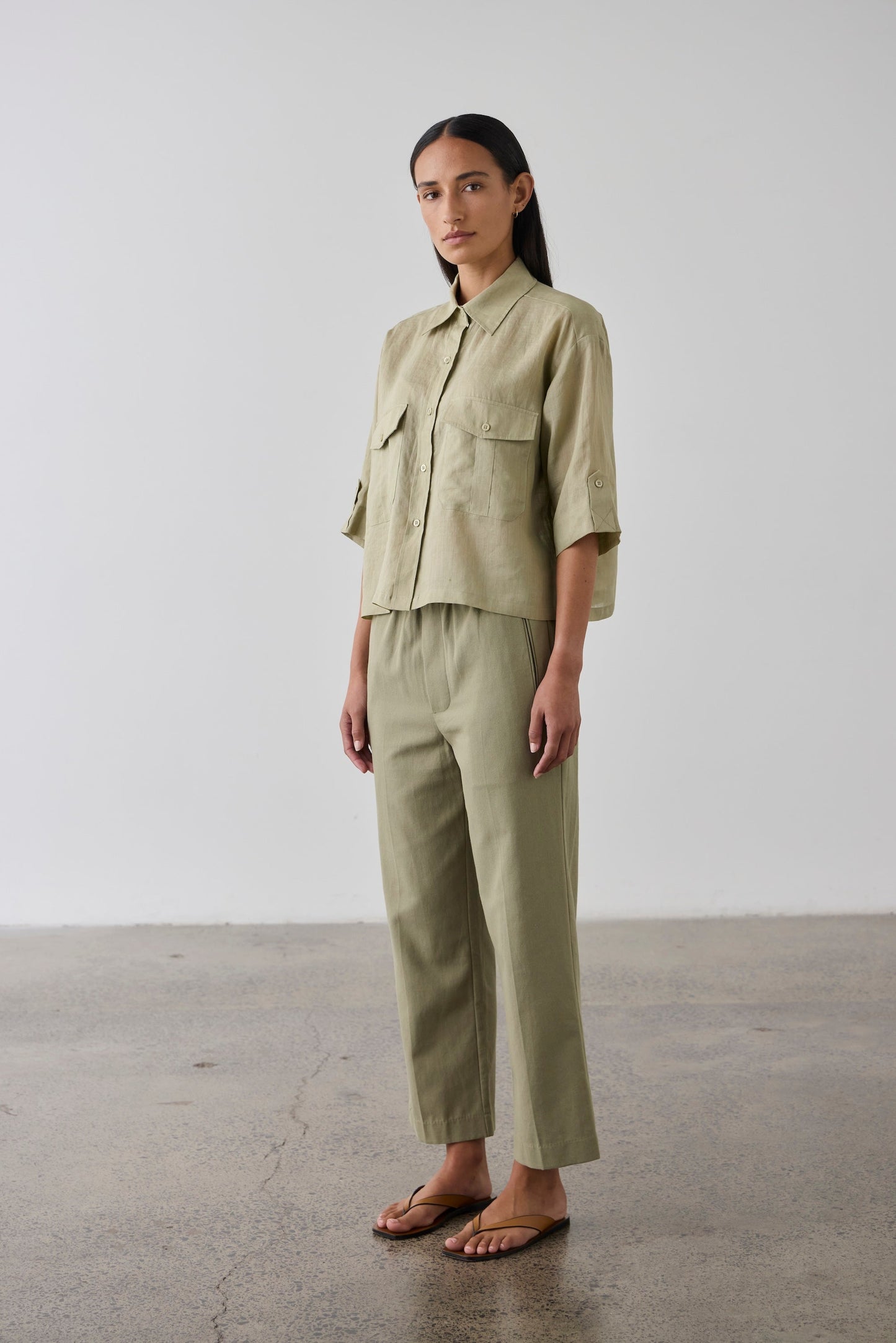 Laing | Cropped Tab Shirt - Fennel