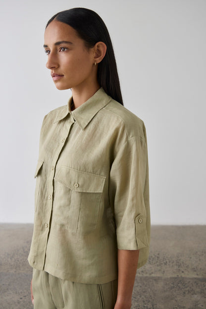 Laing | Cropped Tab Shirt - Fennel