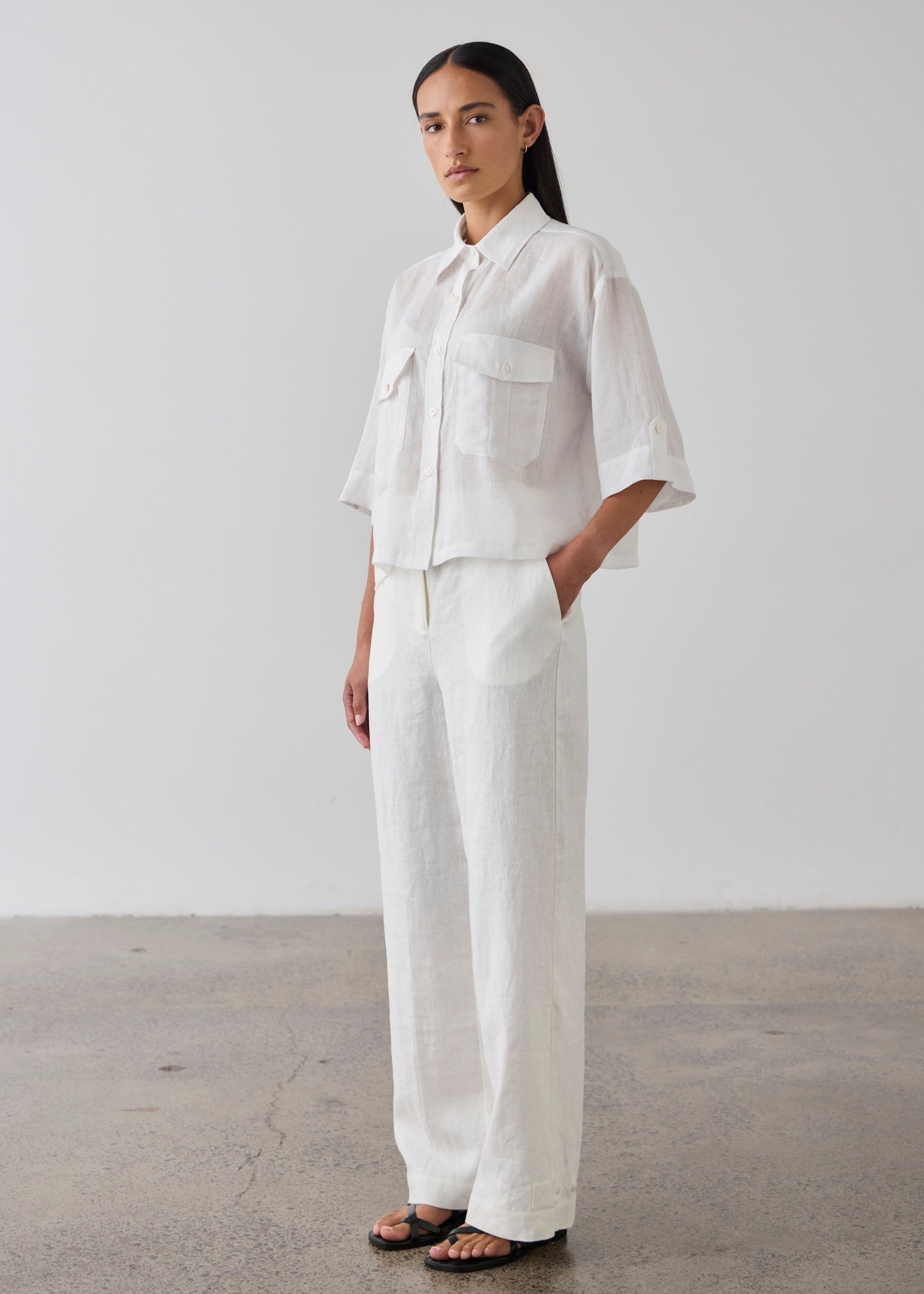 Laing | Tab Cuff Pant - White