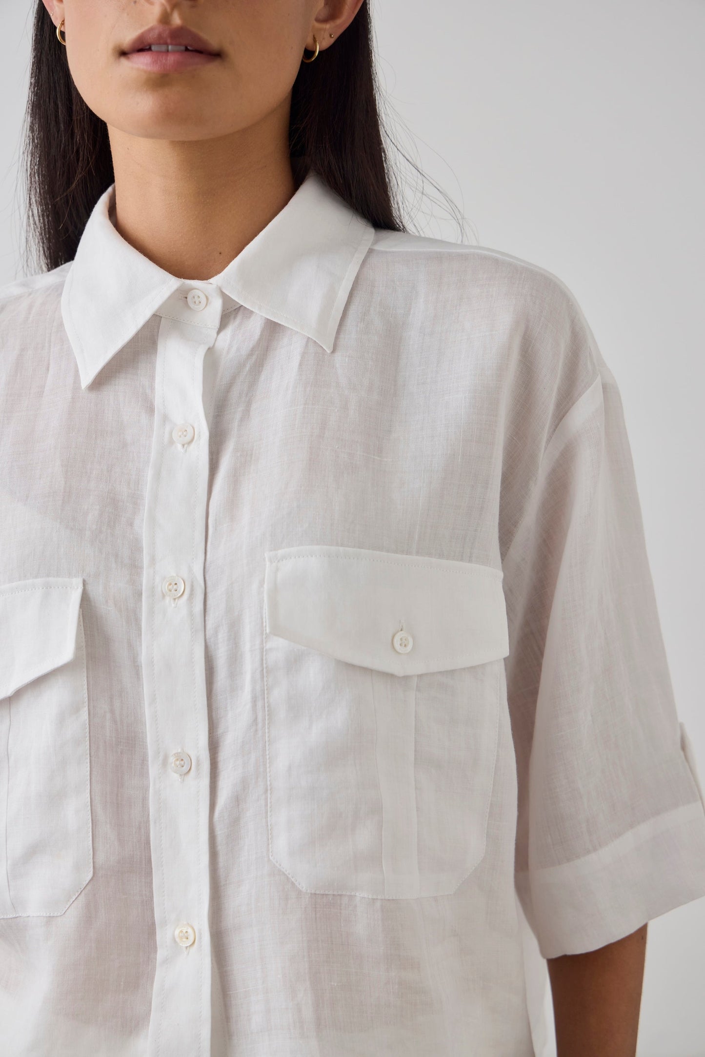 Laing | Cropped Tab Shirt - White