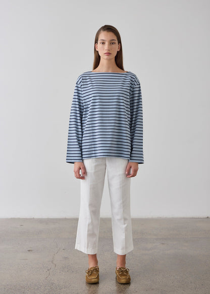 Laing | Striped Long Sleeve T.Shirt - Navy/Cadet Blue