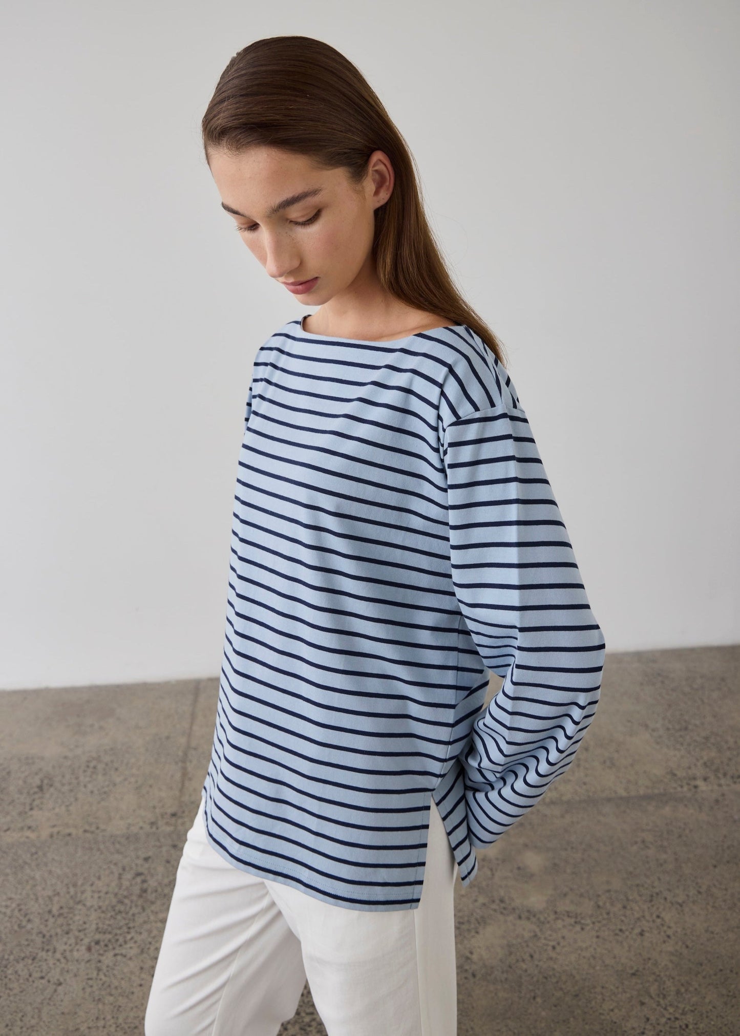 Laing | Striped Long Sleeve T.Shirt - Navy/Cadet Blue