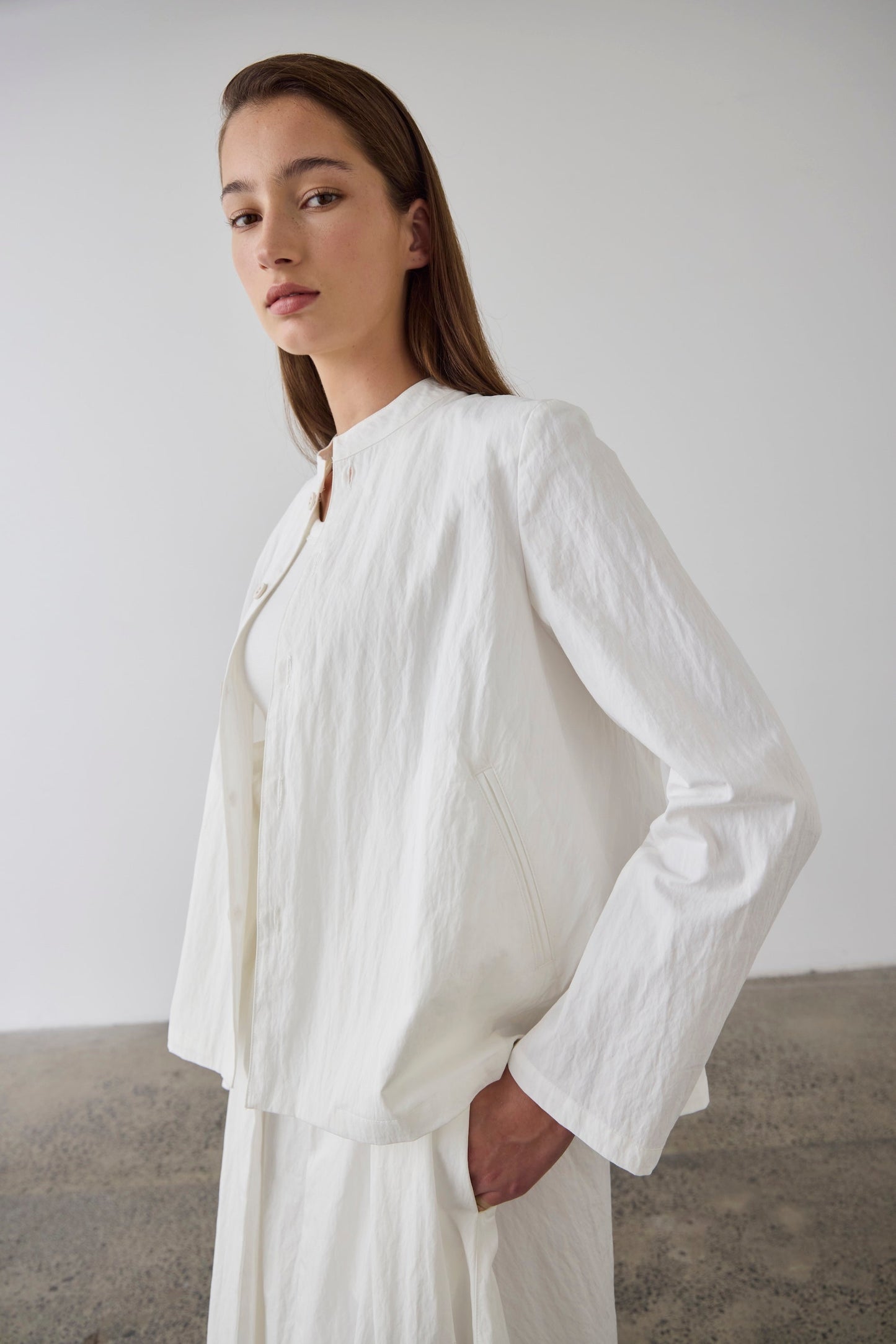 Laing | Mandarin Shirt Jacket - White