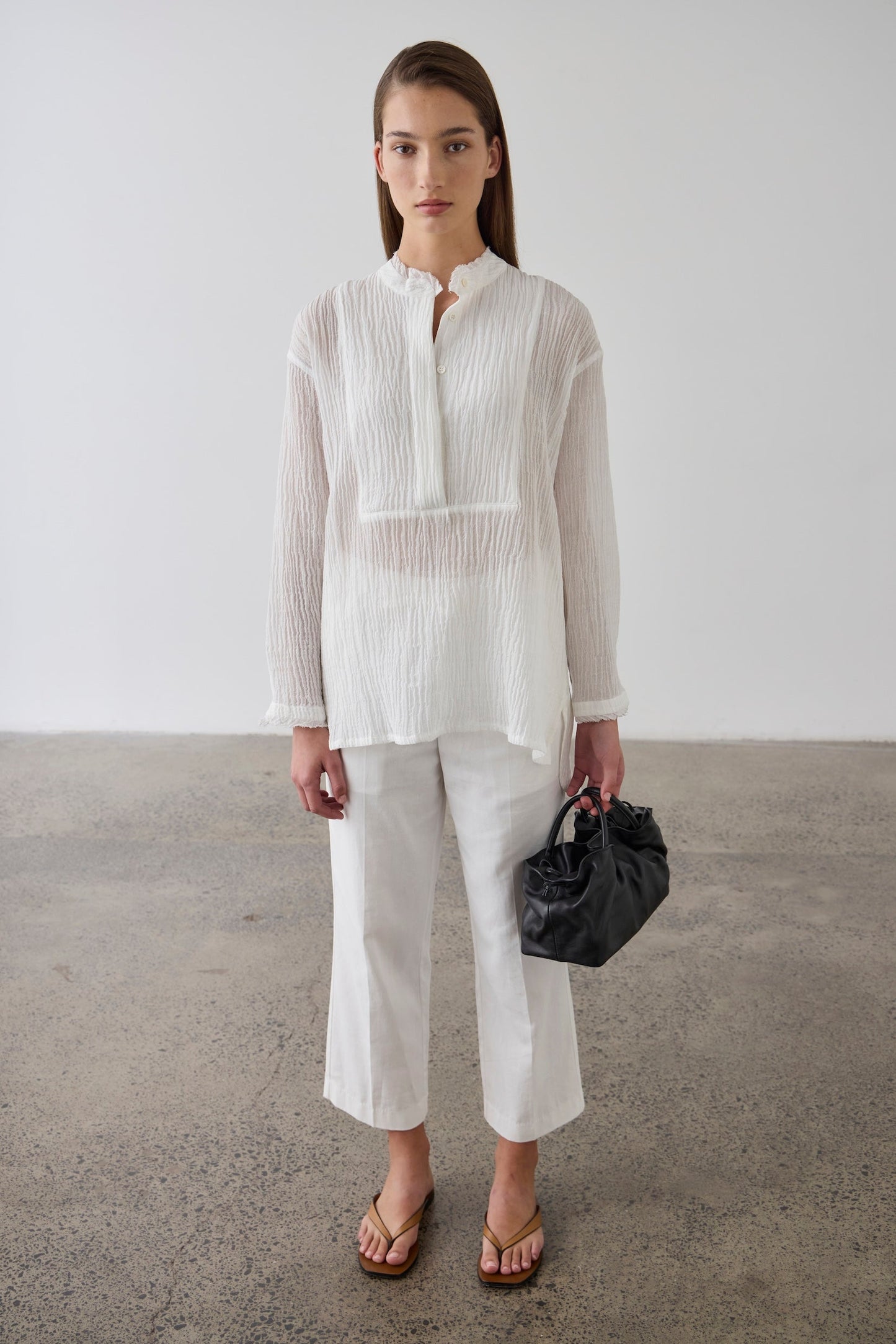 Laing | Relaxed Bib Front Shirt - White