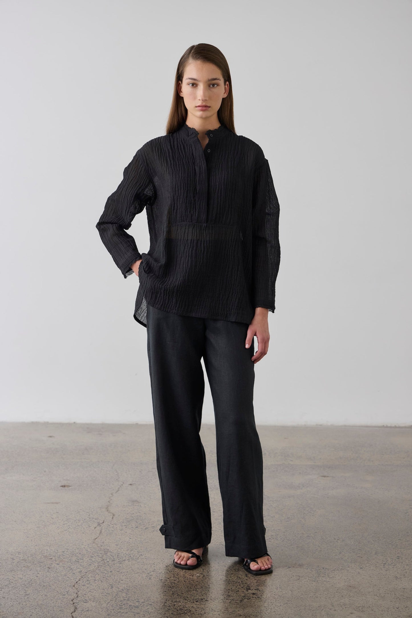 Laing | Relaxed Bib Front Shirt - Black