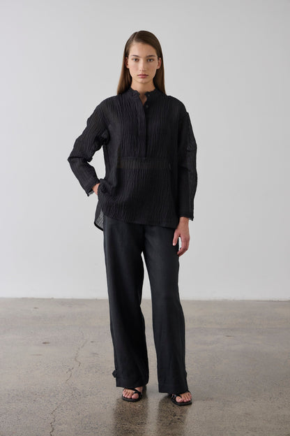 Laing | Relaxed Bib Front Shirt - Black