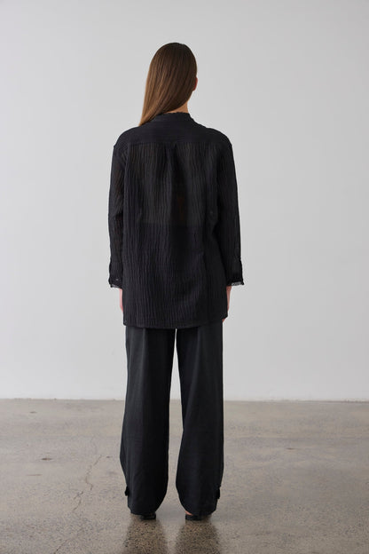 Laing | Relaxed Bib Front Shirt - Black