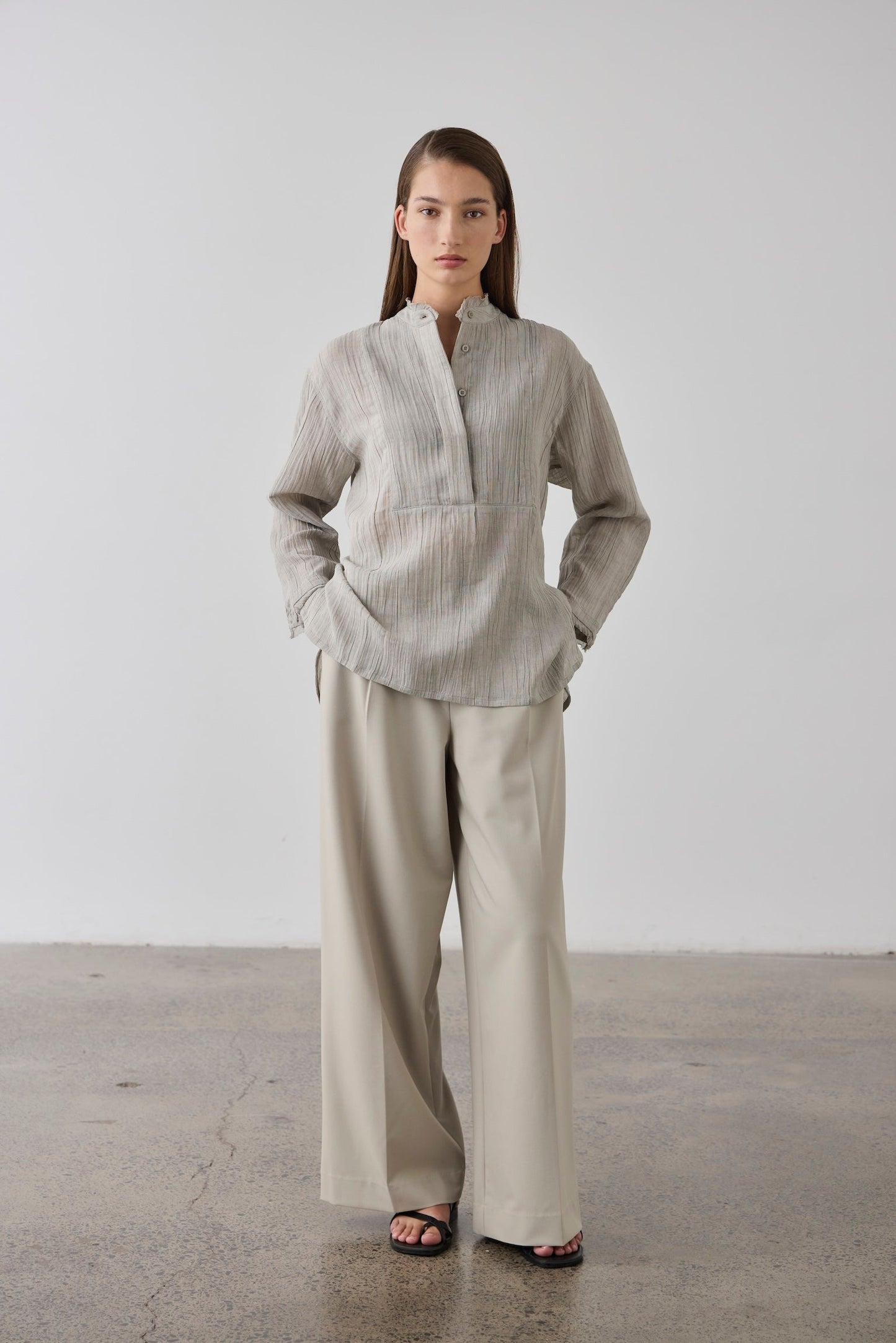 Laing | Relaxed Bib Front Shirt - Stone