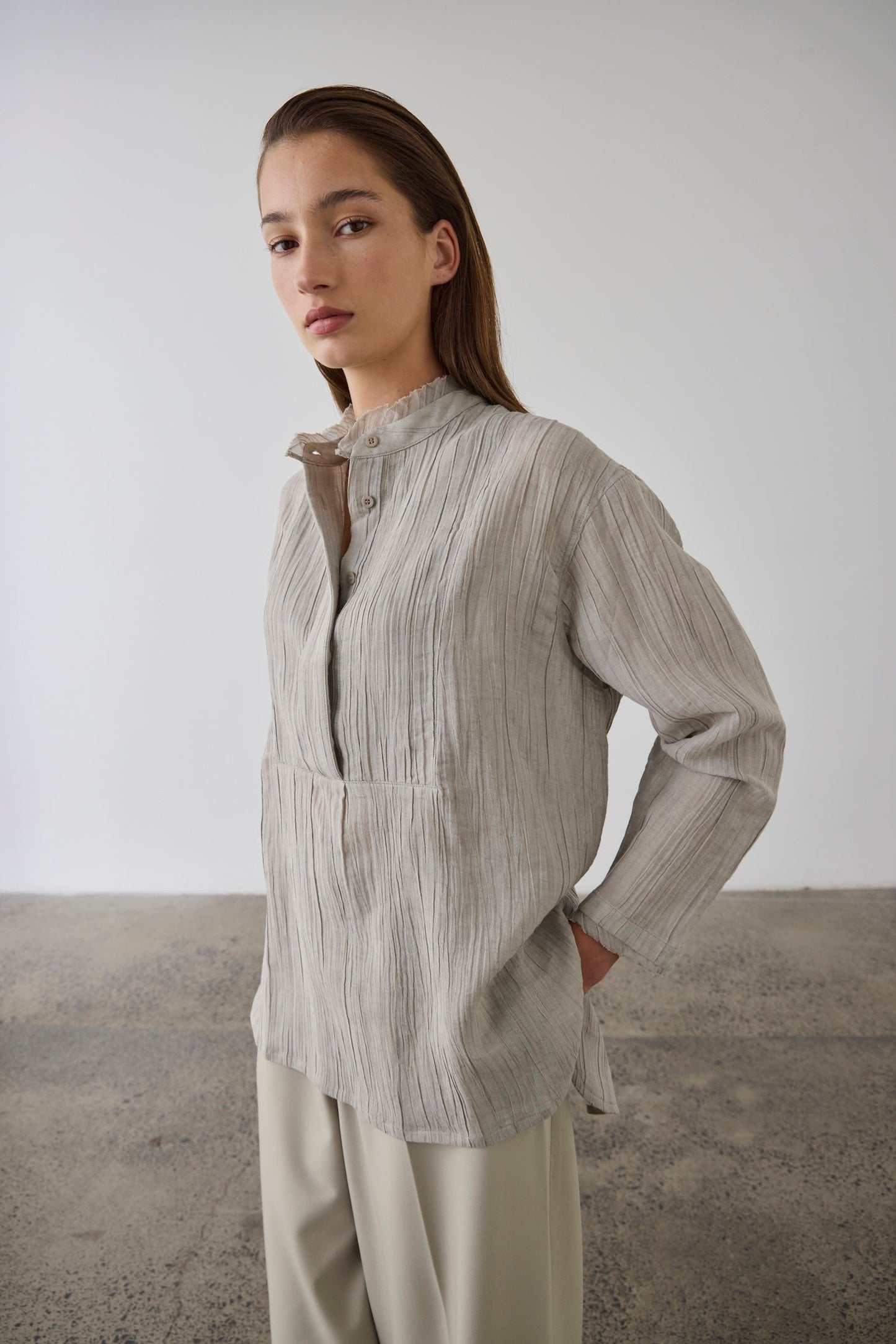 Laing | Relaxed Bib Front Shirt - Stone
