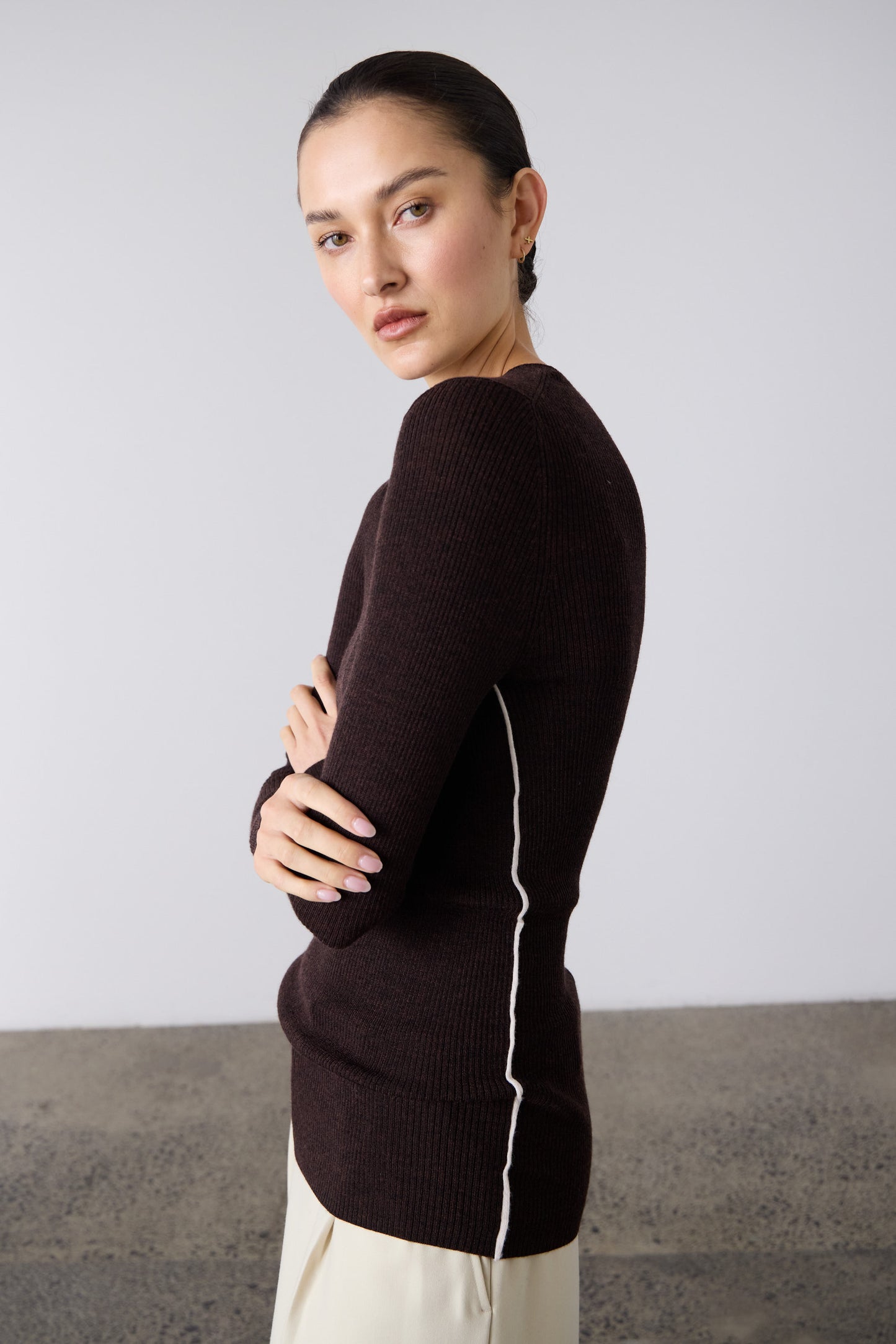 Laing | Max Ribbed Crew - Mocha