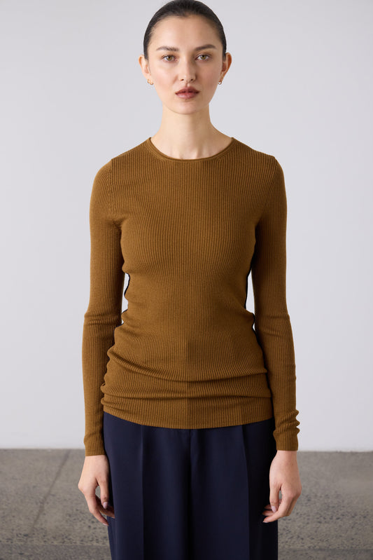 Laing | Max Ribbed Crew - Tawny