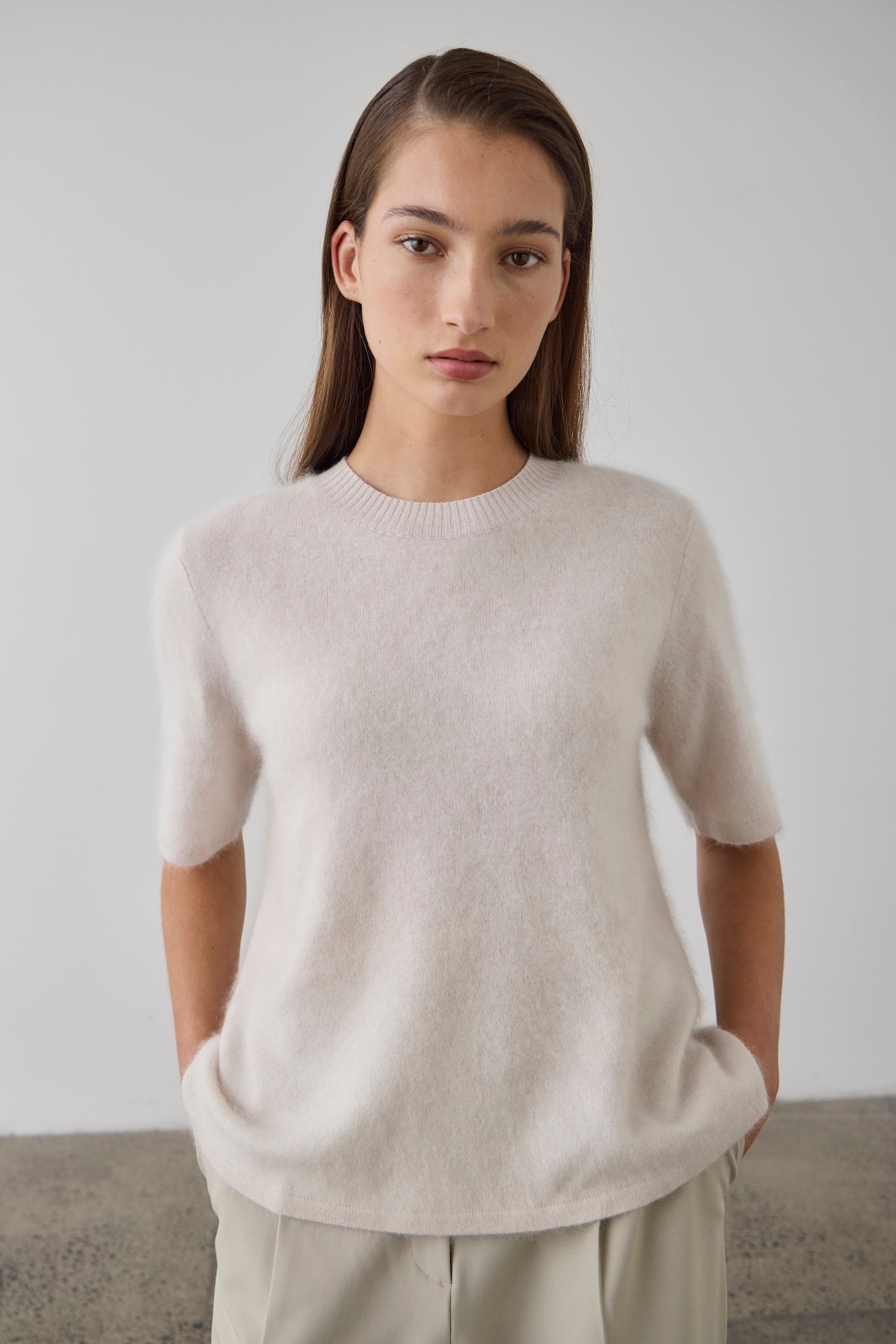Laing | Brushed Cashmere Tee - Stone