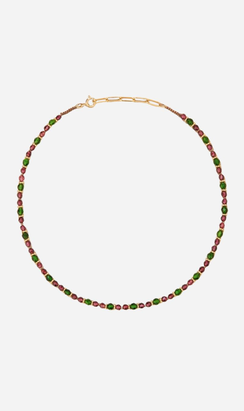 Tityaravy | Tevy Necklace - Rhodolite Garnet/Chrome Diopside