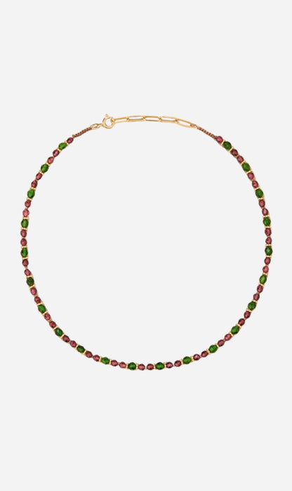 Tityaravy | Tevy Necklace - Rhodolite Garnet/Chrome Diopside