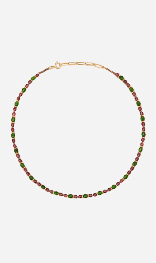 Tityaravy | Tevy Necklace - Rhodolite Garnet/Chrome Diopside