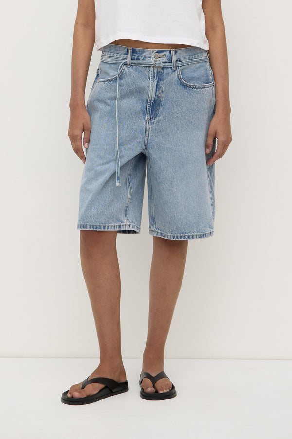 Assembly Label | Loose Fit Long Denim Short - Mid Stone Wash
