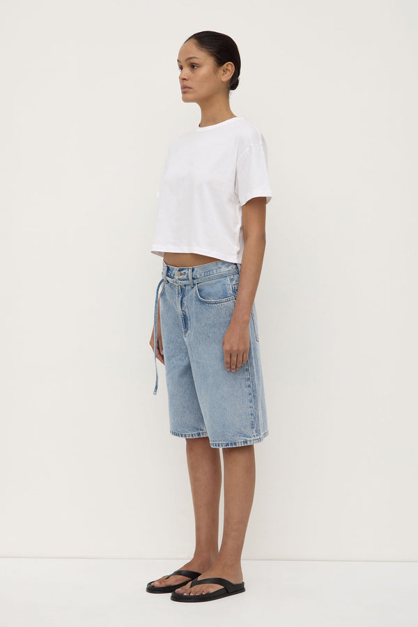 Assembly Label | Loose Fit Long Denim Short - Mid Stone Wash