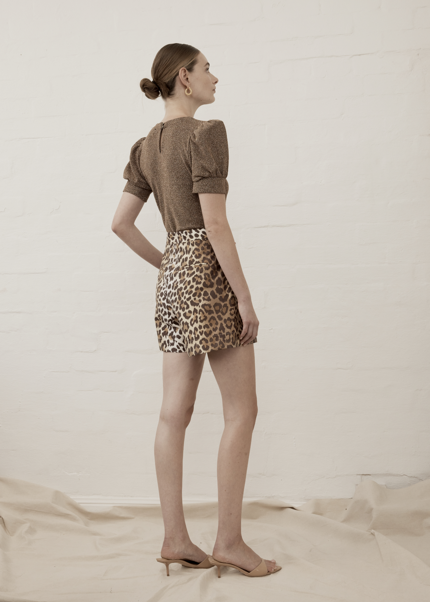 Luxe De Valentina | Como Puff Sleeve T.Shirt - Bronze Pink Lame