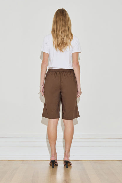 Maison Essentiele | Longline Cotton Short - Chocolate