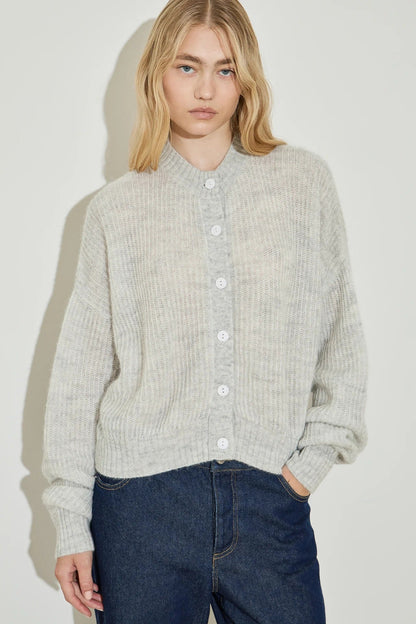 Maison Essentiele | Oversized Crew Neck Cardigan - Silver