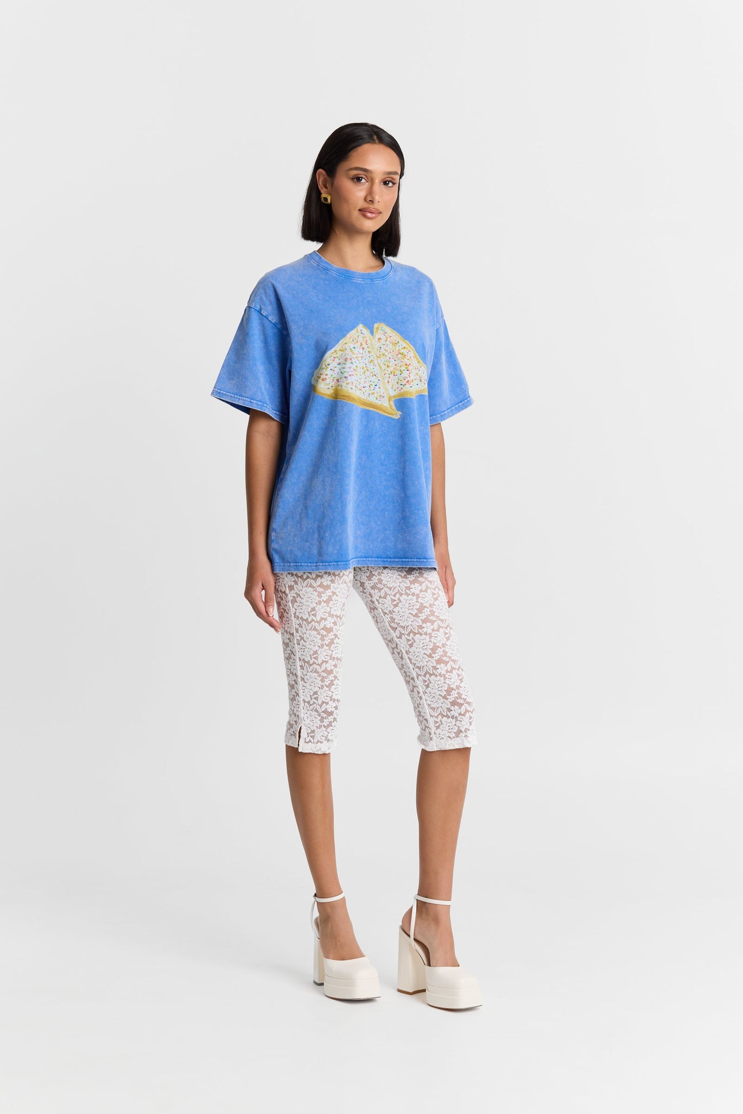 Maku The Label | Fairy Bread Acid Wash Oversize Tee - Light Blue