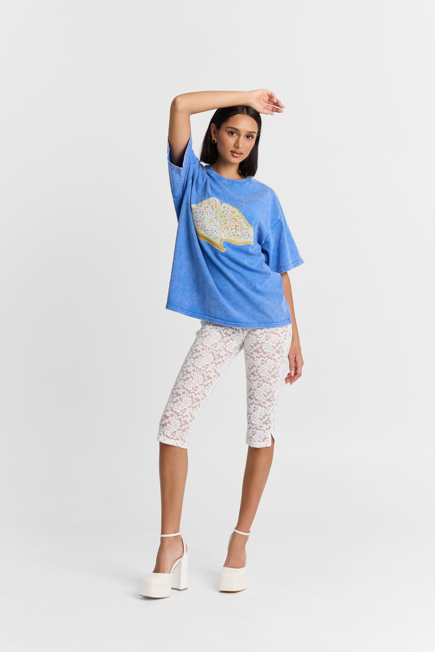 Maku The Label | Fairy Bread Acid Wash Oversize Tee - Light Blue