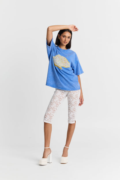 Maku The Label | Fairy Bread Acid Wash Oversize Tee - Light Blue