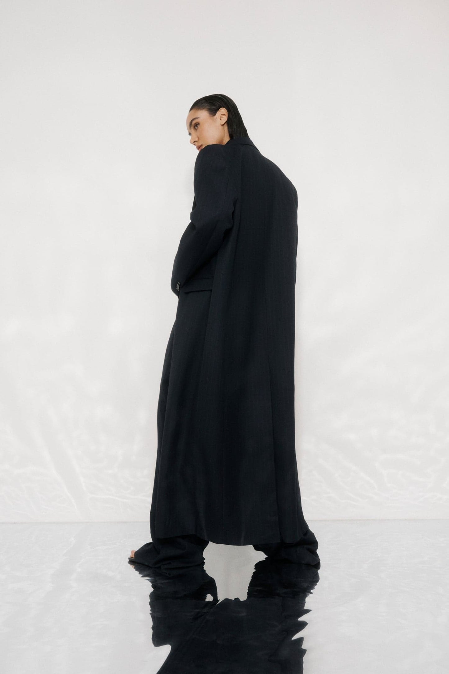 One Of Others | Margot Coat - Navy Pinstripe