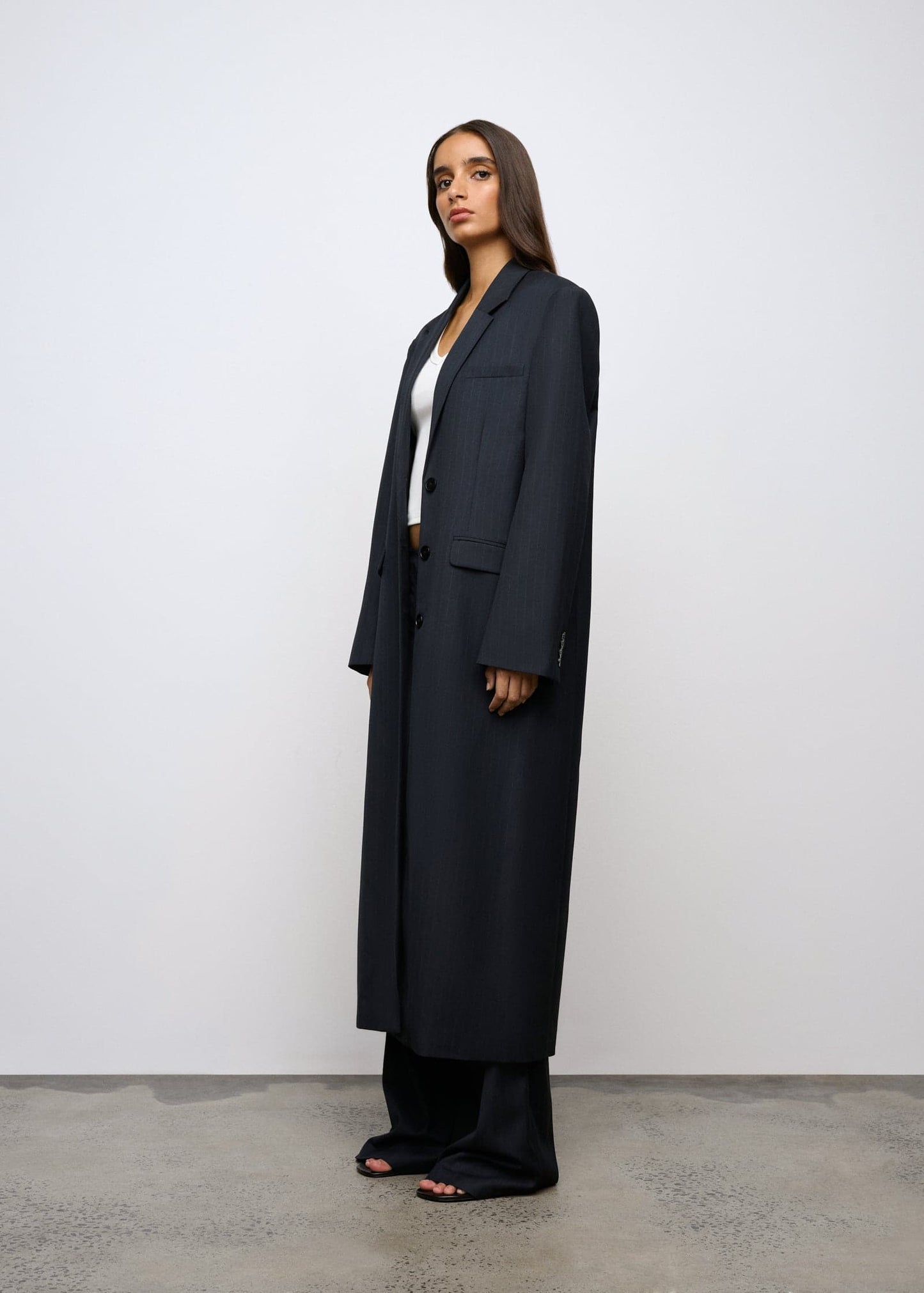 One Of Others | Margot Coat - Navy Pinstripe