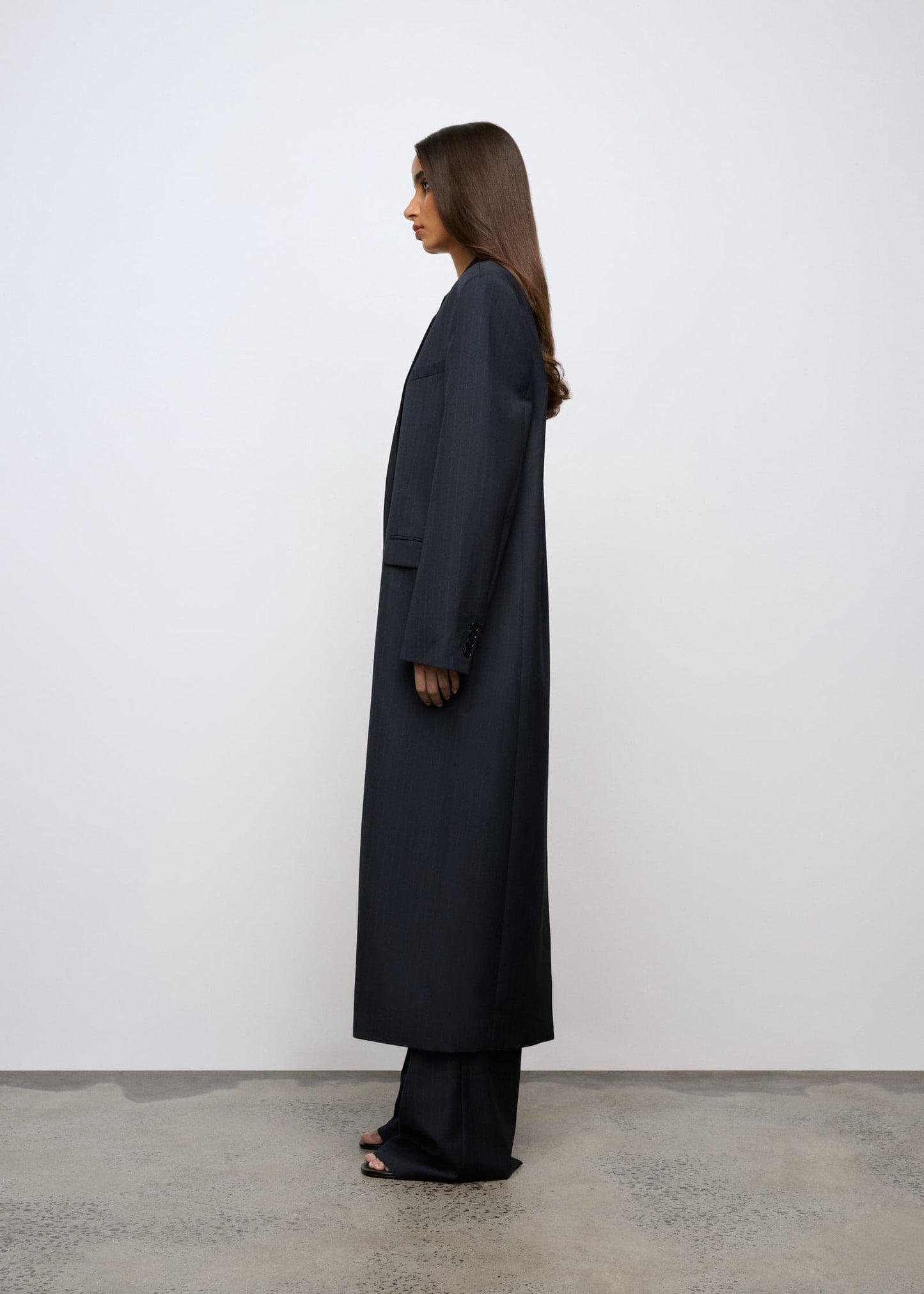 One Of Others | Margot Coat - Navy Pinstripe