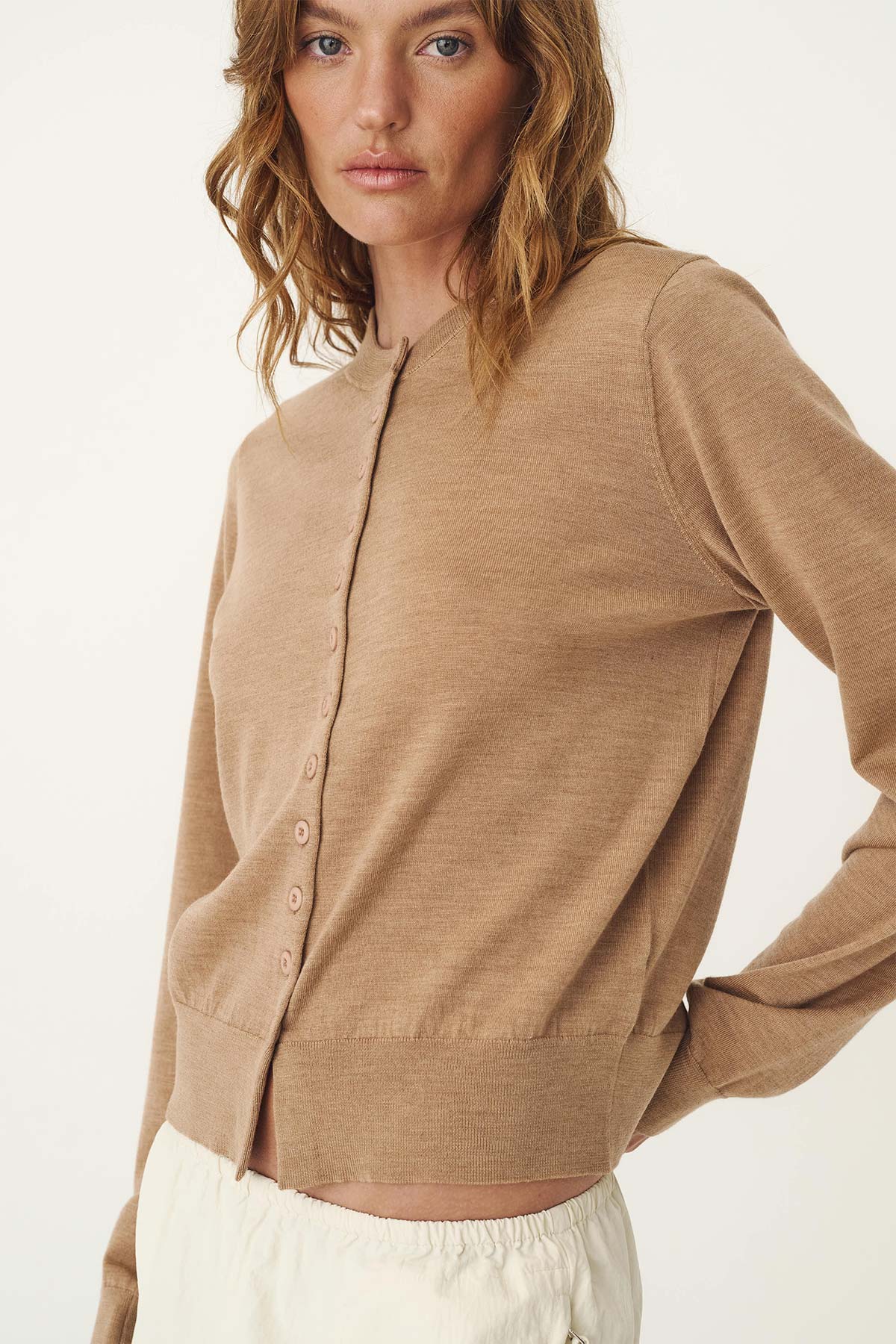Rowie The Label | Maeve Merino Spring Cardigan - Fawn Marle