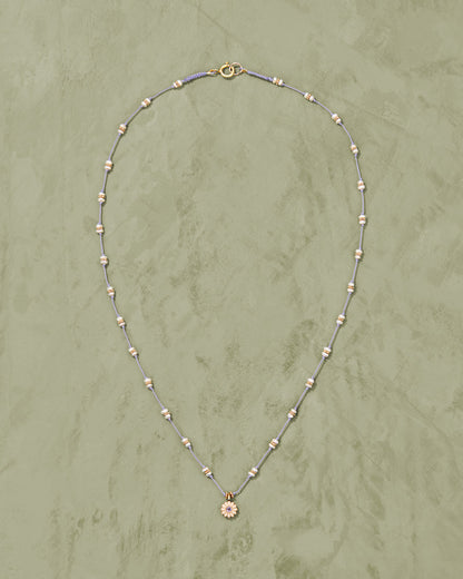 Tityaravy | Mala Sai Beads Necklace - Lilac / Pearl / White Enamel / Amethyst