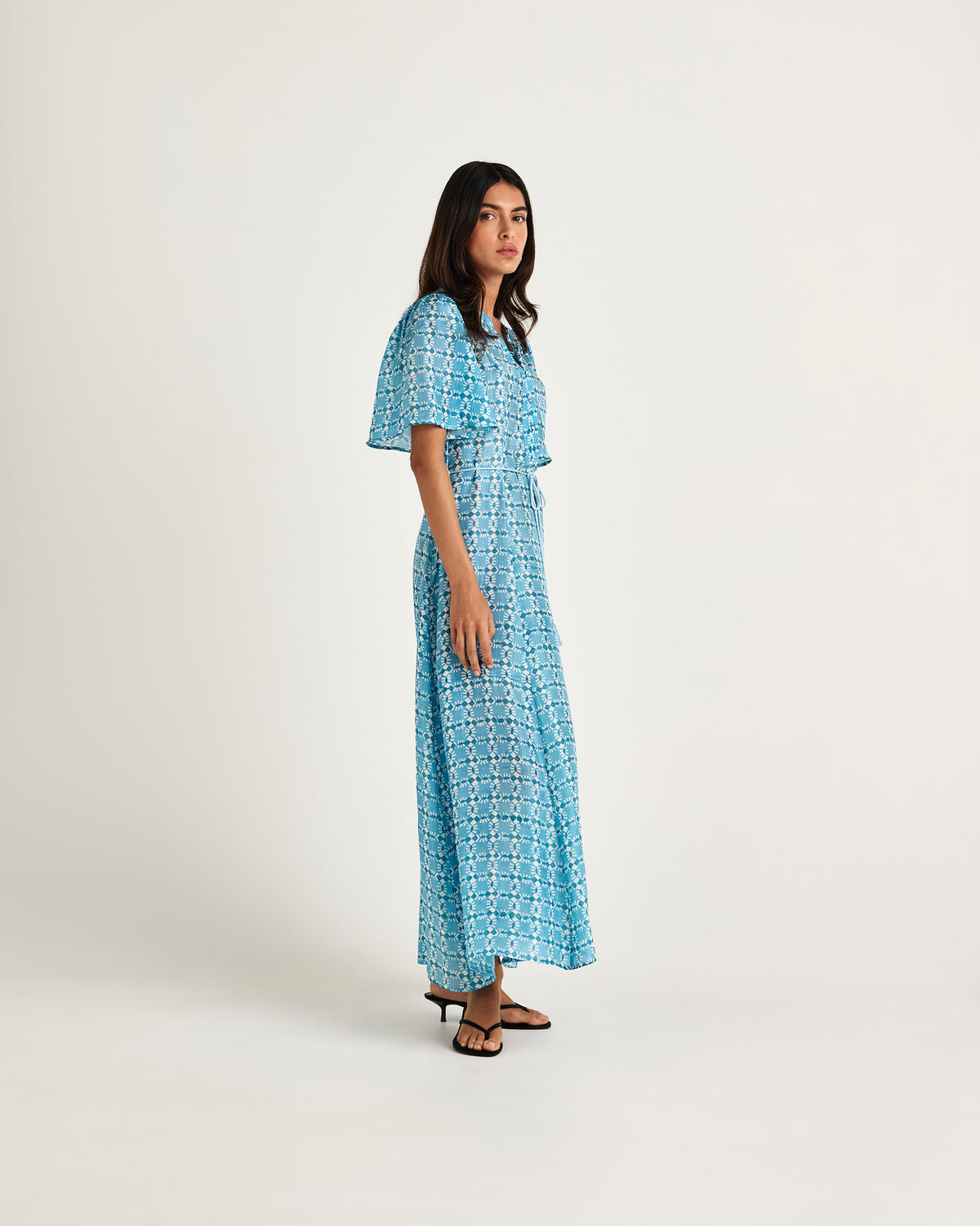 Chameli | Mallika Short Sleeve Maxi Dress - Blue Nazar