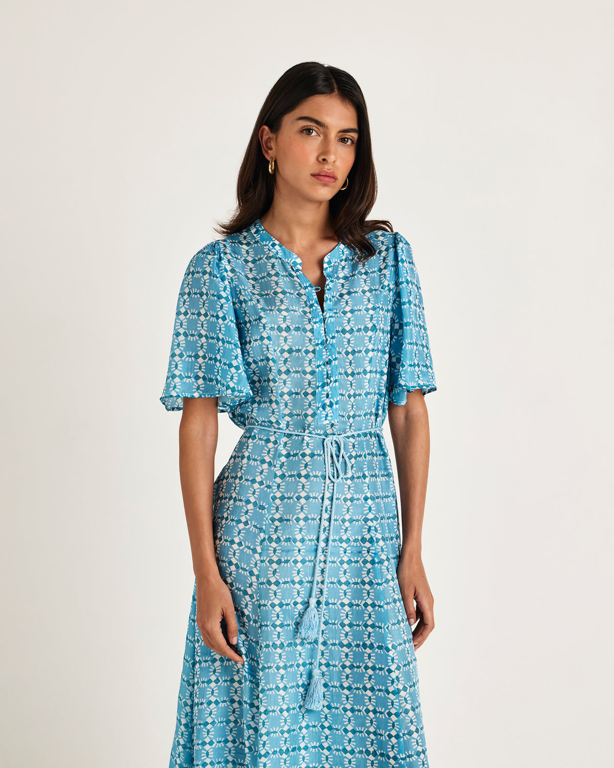 Chameli | Mallika Short Sleeve Maxi Dress - Blue Nazar