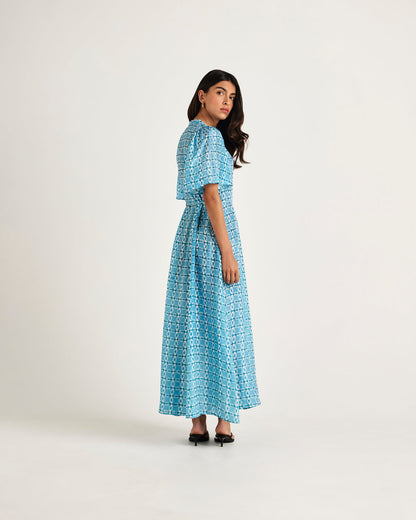 Chameli | Mallika Short Sleeve Maxi Dress - Blue Nazar