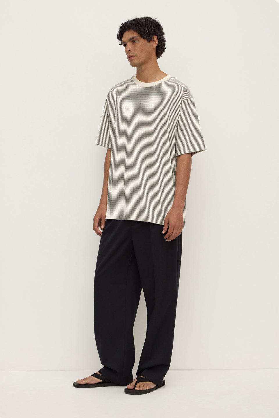 Assembly Label | Malone Stripe Short Sleeve Tee - Black / Cream