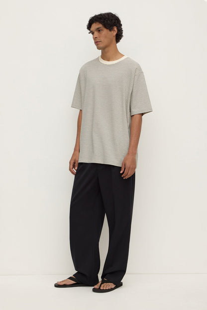 Assembly Label | Malone Stripe Short Sleeve Tee - Black / Cream