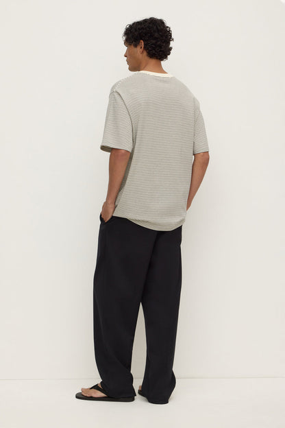 Assembly Label | Malone Stripe Short Sleeve Tee - Black / Cream