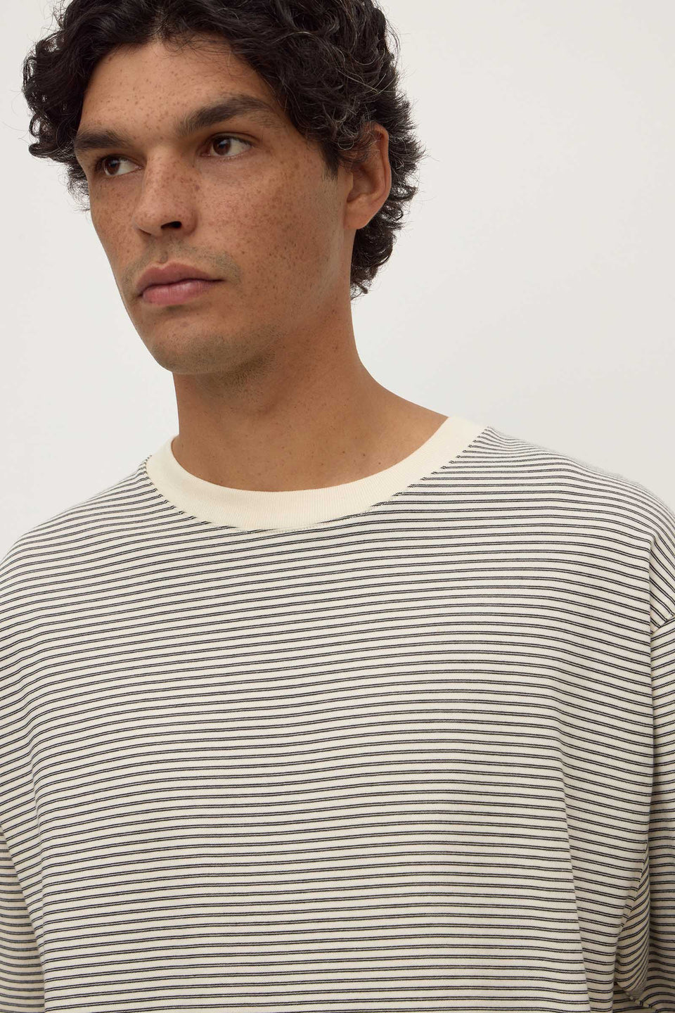 Assembly Label | Malone Stripe Short Sleeve Tee - Black / Cream