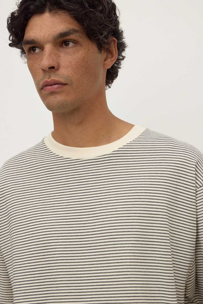 Assembly Label | Malone Stripe Short Sleeve Tee - Black / Cream