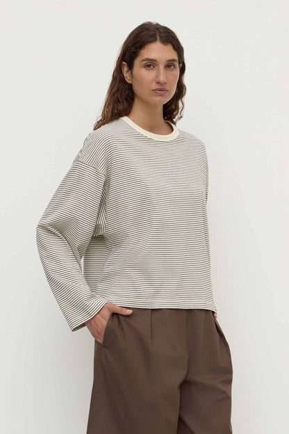 Assembly Label | Malone Stripe Wide Sleeve Tee - Cream/Black