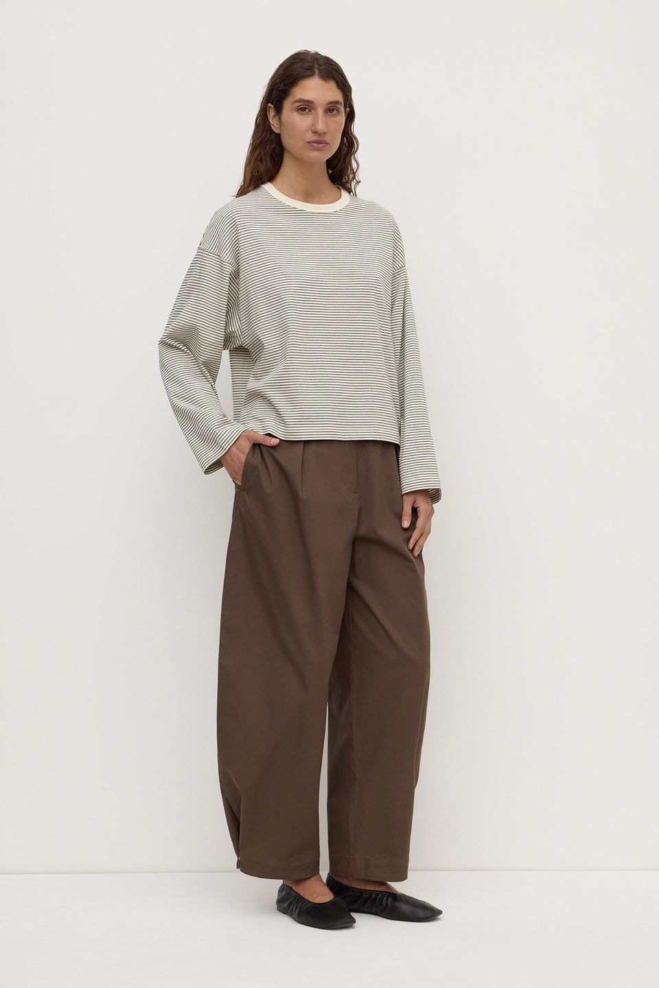 Assembly Label | Malone Stripe Wide Sleeve Tee - Cream/Black