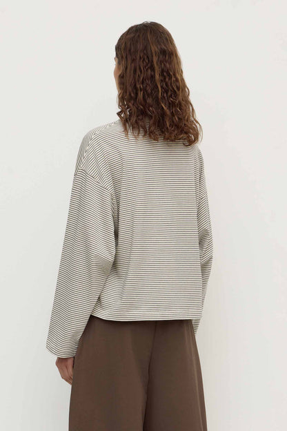Assembly Label | Malone Stripe Wide Sleeve Tee - Cream/Black