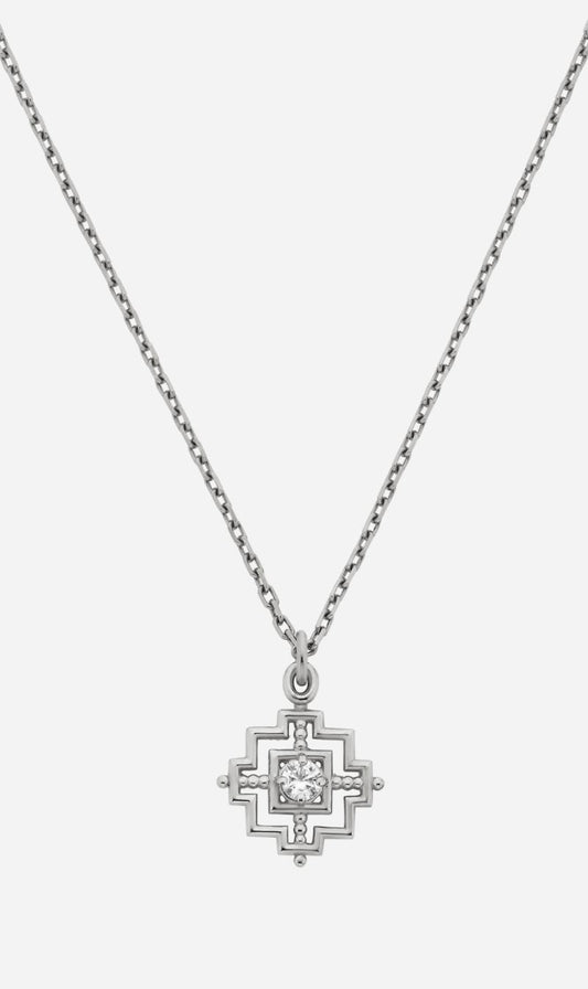 Zoe & Morgan | Centered Necklace - Silver/White Zircon