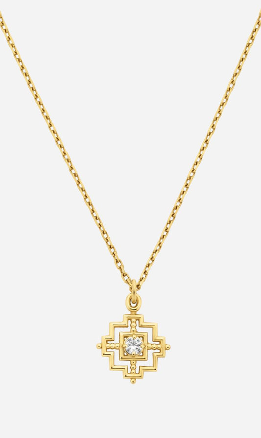 Zoe & Morgan | Centered Necklace - Gold/White Zircon