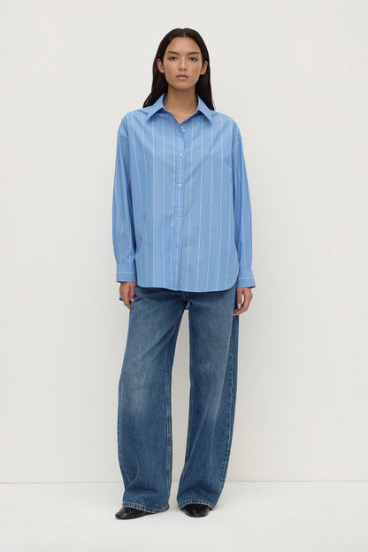 Assembly Label | Marcia Stripe Long Sleeve Shirt - Blue White Stripe