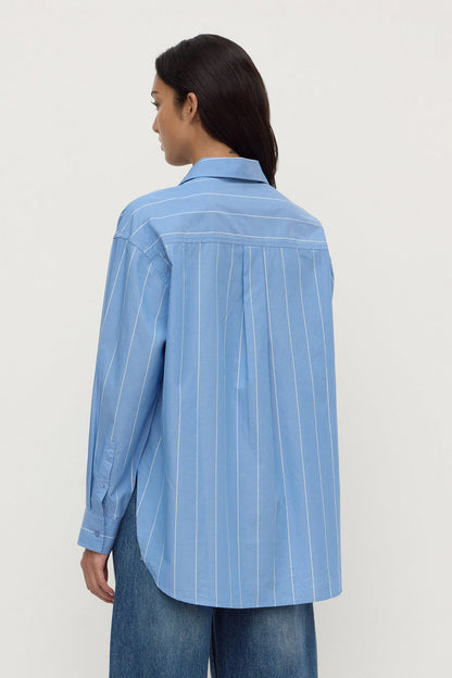 Assembly Label | Marcia Stripe Long Sleeve Shirt - Blue White Stripe