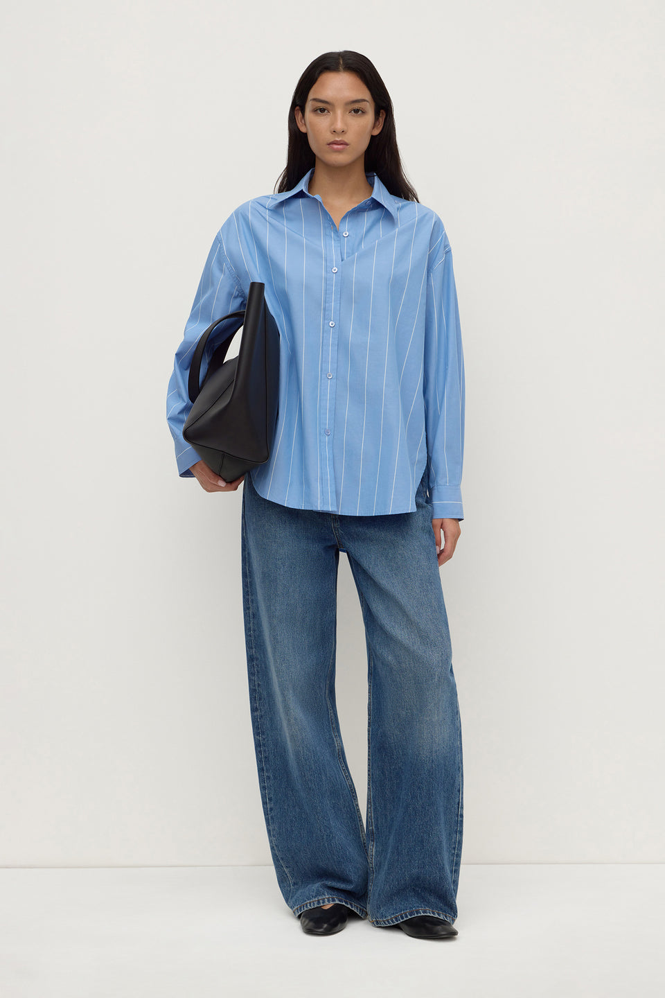 Assembly Label | Marcia Stripe Long Sleeve Shirt - Blue White Stripe